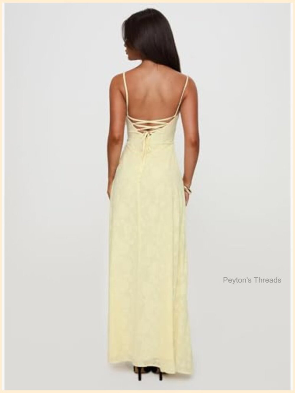 Maxi Dress with Floral Detailing, Square Neck, Sleeveless, Zipper Closure - Picture 4 of 7